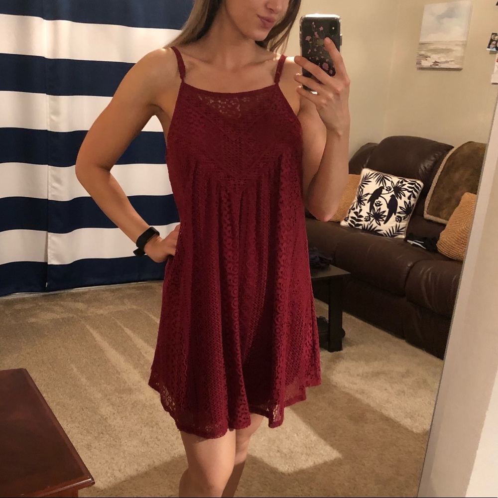 Maroon Lace Dress Sundress